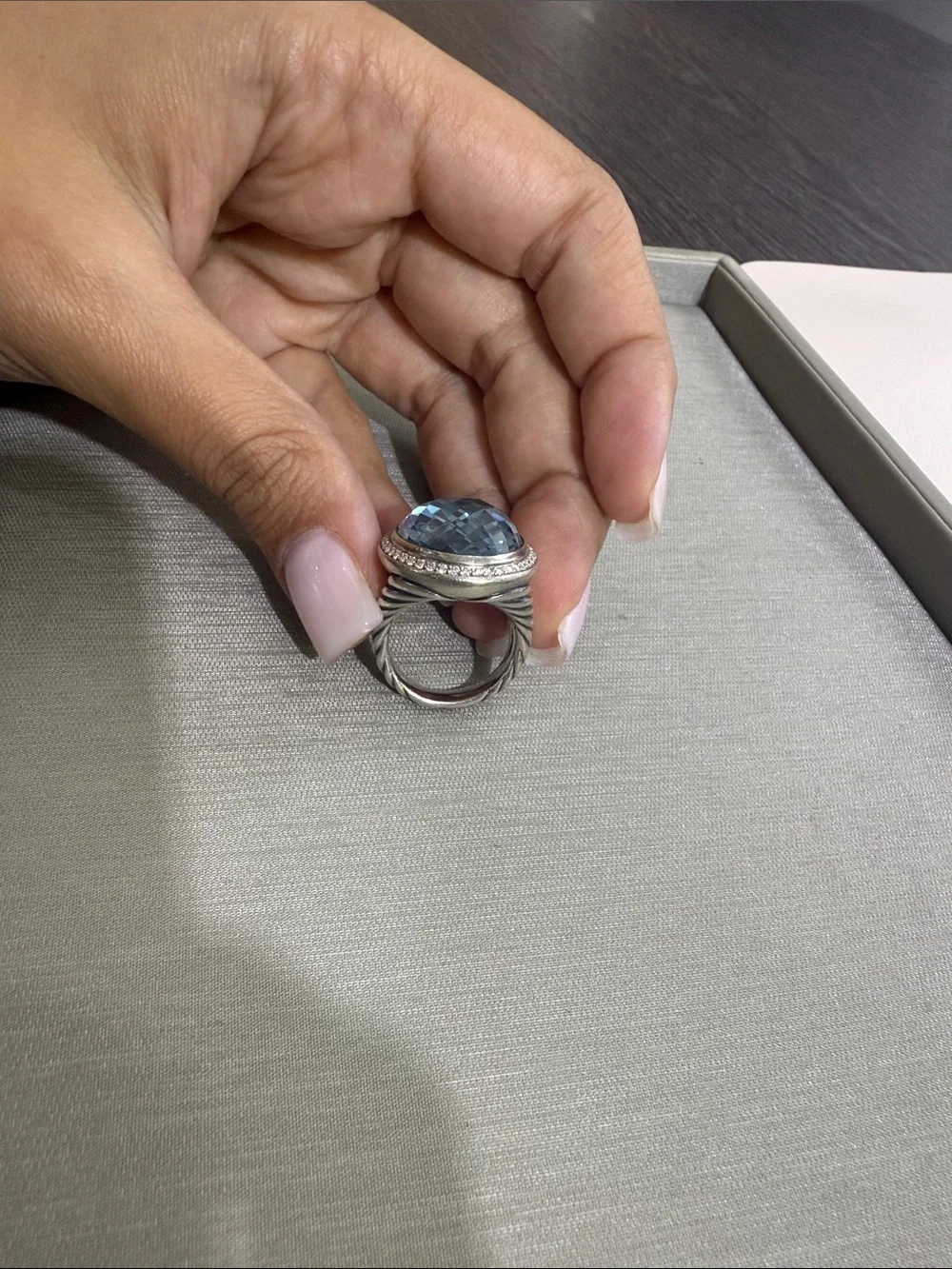 Sterling Silver Blue Topaz Statement Ring David Yurman